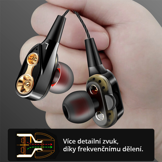 HiFi HD sluchátka se dvěma reproduktory sluchátka do uší QKZ CK8.